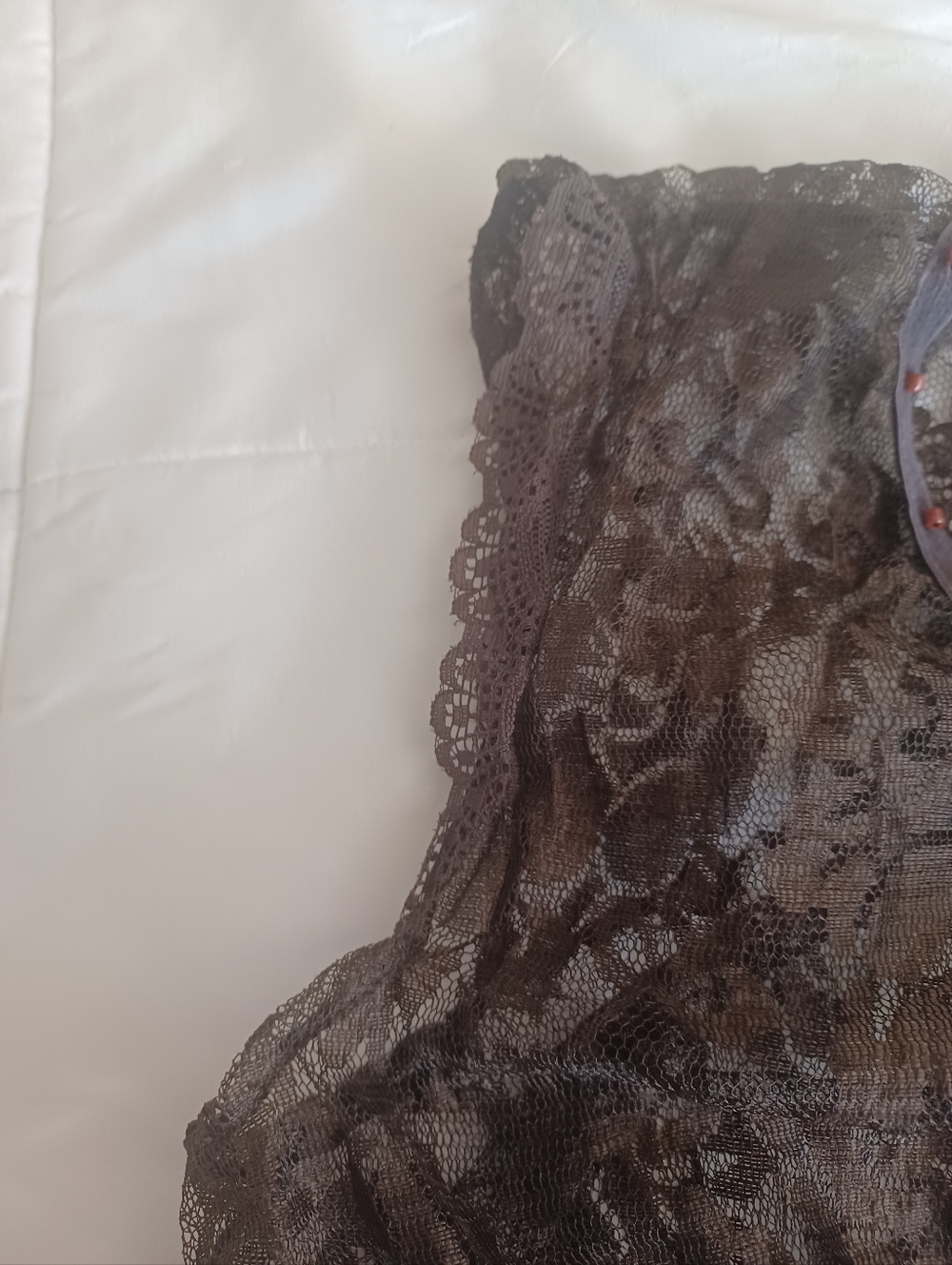 DKNY Brown Floral Lace V-Neck Top Vintage - Picture 4 of 6